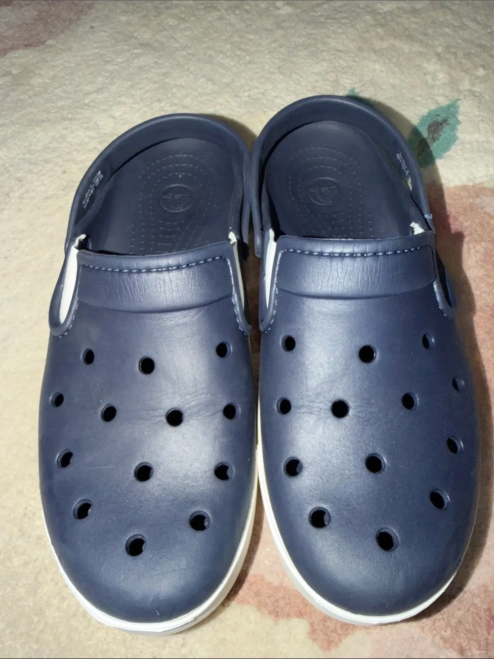 CROCS Men's Navy and White Slip-On Clog Sandals